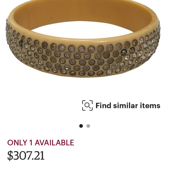 Cream celluloid rhinestone bracelet from the 1930s era - Picture 2 of 6